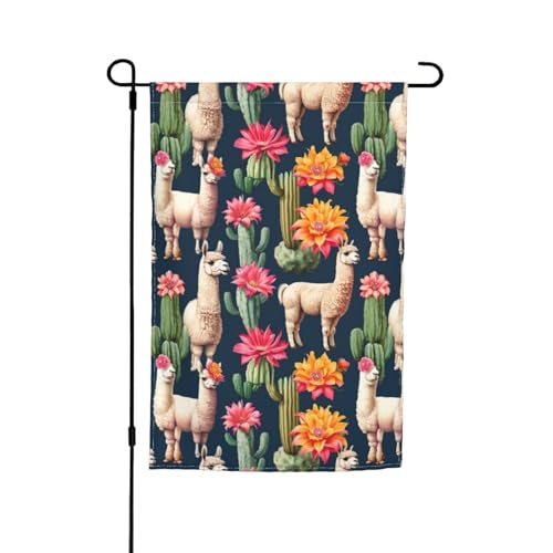 Gartenflagge mit Alpaka-Blumen-Aufdruck, Gartenflagge, für Terrasse, Veranda, Rasen Gartenflagge mit Alpaka-Blumen-Aufdruck, Gartenflagge, für Terrasse, Veranda, Rasen von VPPUR