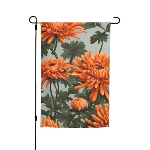 Gartenflagge mit orangefarbenem Chrysanthemen-Druck, Gartenflagge für Terrasse, Veranda, Rasen Gartenflagge mit orangefarbenem Chrysanthemen-Druck, Gartenflagge für Terrasse, Veranda, Rasen von VPPUR