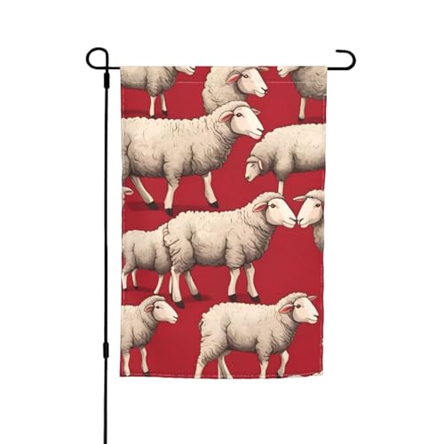 Gartenflagge mit rotem Schaf-Druck, für Terrasse, Veranda, Rasen von VPPUR