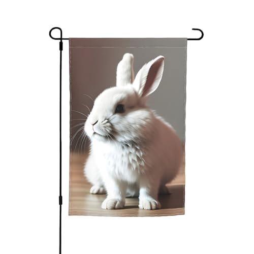 Gartenflagge mit weißem Kaninchenaufdruck, verschiedene Gartenflaggen, für Terrasse, Veranda, Rasen von VPPUR