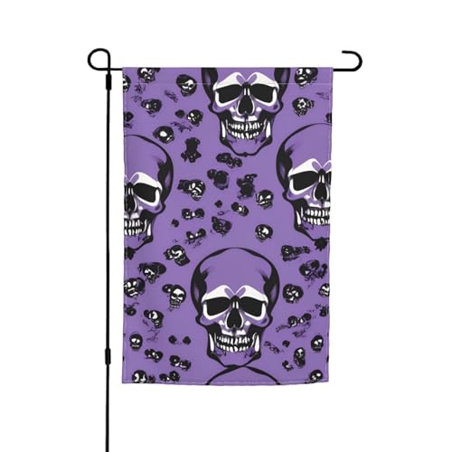 Horror-Muster auf violettem Druck, verschiedene Flaggen, Gartenflagge, Outdoor-Flagge, Hofdekoration für Terrasse, Veranda oder Rasenflagge von VPPUR