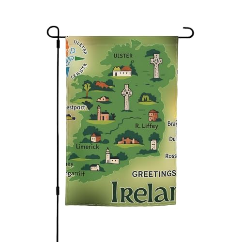 Irland-Karte mit Sehenswürdigkeiten, verschiedene Flaggen, Gartenflagge, Outdoor-Flagge, Hofdekoration, für Terrasse, Veranda oder Rasenflagge Irland-Karte mit Sehenswürdigkeiten, verschiedene Flaggen, Gartenflagge, Outdoor-Flagge, Hofdekoration, für Terrasse, Veranda oder Rasenflagge von VPPUR