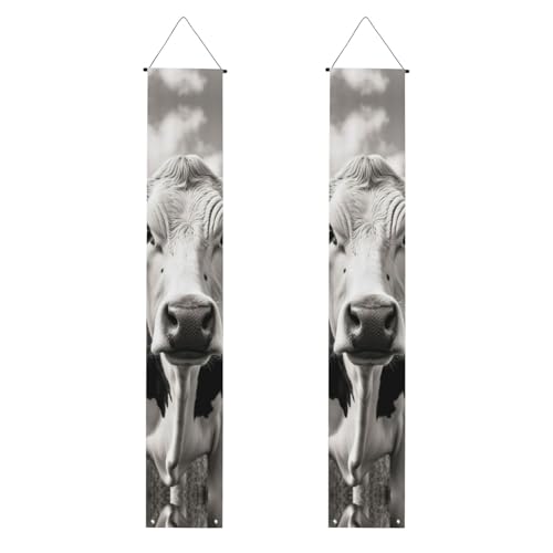 Kuh in Schwarz-Weiß-Druck, Banner, Dekoration, festliche Atmosphäre, für jeden Anlass, Innen- und Außenbereich, Tür, Veranda, mehr Kuh in Schwarz-Weiß-Druck, Banner, Dekoration, festliche Atmosphäre, für jeden Anlass, Innen- und Außenbereich, Tür, Veranda, mehr von VPPUR