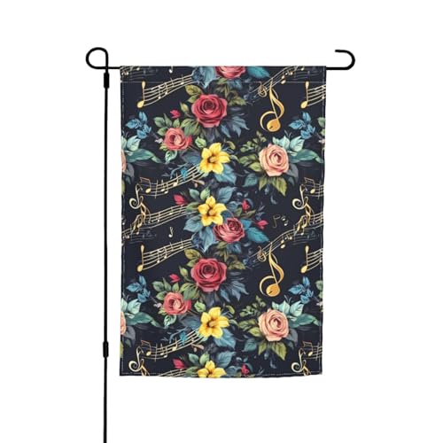 Musiknote mit Blumenmuster, verschiedene Gartenflaggen, Dekoration für Terrasse, Veranda oder Rasen Musiknote mit Blumenmuster, verschiedene Gartenflaggen, Dekoration für Terrasse, Veranda oder Rasen von VPPUR