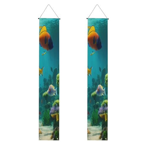 Niedliches blaues Fisch-Druck-Banner, Dekoration, festliche Atmosphäre, für jeden Anlass, für drinnen und draußen, Tür, Veranda, mehr von VPPUR