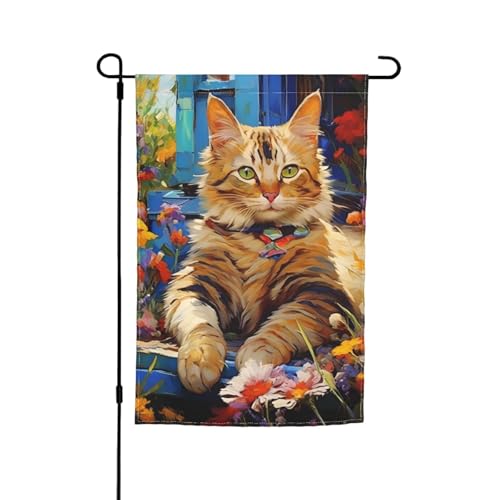 Ölgemälde mit Katzendruck, verschiedene Flaggen, Gartenflagge, Outdoor-Flagge, Hofdekoration für Terrasse, Veranda oder Rasenflagge Ölgemälde mit Katzendruck, verschiedene Flaggen, Gartenflagge, Outdoor-Flagge, Hofdekoration für Terrasse, Veranda oder Rasenflagge von VPPUR