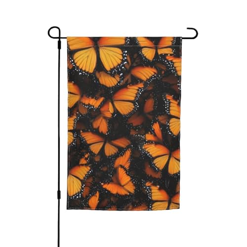 Orangefarbene Monarch-Schmetterlinge, verschiedene Flaggen, Gartenflagge, Outdoor-Flagge, Hofdekoration für Terrasse, Veranda oder Rasenflagge von VPPUR