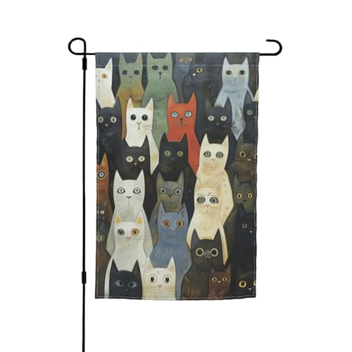 Verschiedene Flaggen mit Katzendruck, Gartenflagge, Outdoor-Flagge, Hofdekoration für Terrasse, Veranda oder Rasenflagge von VPPUR