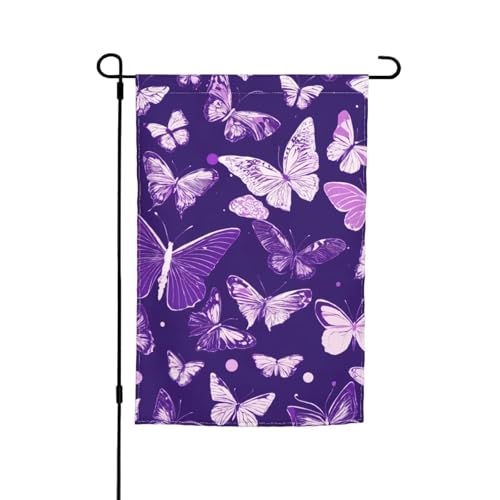 Violette Schmetterlinge mit Blumendruck, verschiedene Flaggen, Gartenflagge, Outdoor-Flagge, Hofdekoration für Terrasse, Veranda oder Rasenflagge Violette Schmetterlinge mit Blumendruck, verschiedene Flaggen, Gartenflagge, Outdoor-Flagge, Hofdekoration für Terrasse, Veranda oder Rasenflagge von VPPUR