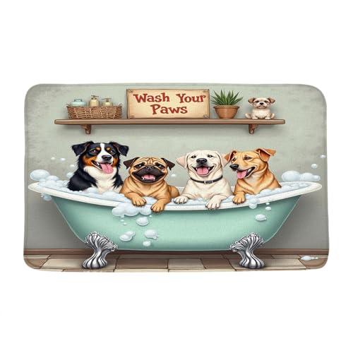 VPUPCN Lustige Hunde-Badematte zum Waschen Ihrer Pfoten, Schnauzer, Labrador, Bulldogge, niedliches lustiges Tier, rustikaler Mikrofaser-Memory-Schaum, Badezimmerteppich, Fußmatte, Küche, WC VPUPCN Lustige Hunde-Badematte zum Waschen Ihrer Pfoten, Schnauzer, Labrador, Bulldogge, niedliches lustiges Tier, rustikaler Mikrofaser-Memory-Schaum, Badezimmerteppich, Fußmatte, Küche, WC von VPUPCN