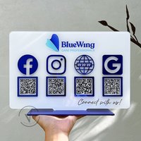 Business Social Media Qr Codes Display Schild, Salon Kosmetikerin Friseur Acryl Plakette von VPrintingStudio