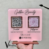Doppelte Qr Codes Social Media Business Logo Display Sign | Scan To Pay Salon Kosmetiker Hairdresser Signage Venmo Cash App von VPrintingStudio