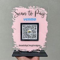 Qr Code Zahlung Venmo Cash App Sign | Scannable Business Acryl Zahlungsschild Salon Kosmetikerin Friseur Schild Display von VPrintingStudio