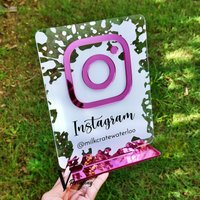 Social Media Instagram Facebook Plakette Personalisiert Business Sign Salon Kosmetiker Friseur Beschilderung Display Shop von VPrintingStudio