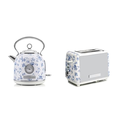 Laura Ashley Toaster und Wasserkocher Set von VQ - 1,7 L Wasserkocher mit Schnellkochfunktion und 2-Scheiben-Toaster mit Auftau- und Aufwärmfunktion - China Rose von VQ