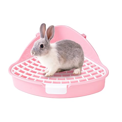 VQBKHO Haustier Toilette, Kaninchen Hasen Toilette Fest Dreieck Kaninchen Käfig Katzentoilette Hamster Sandbad Badezimmer Sandkasten Corner Rabbit Litter Tray für Chinchilla, Goldene Bären, Gerbil von VQBKHO