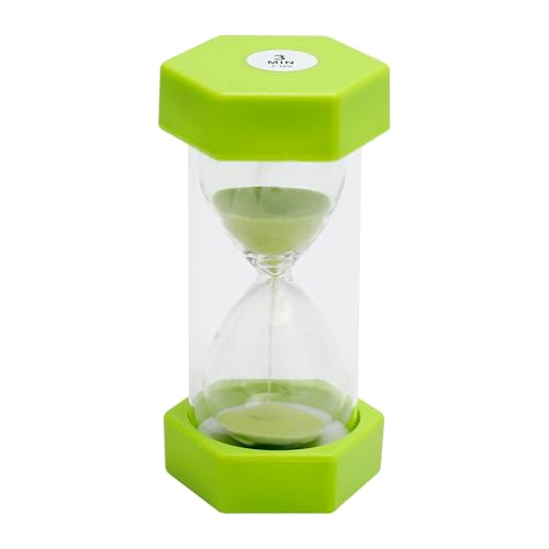 VQBKHO Gras grün Sanduhr, 3 Minuten Timer sechseckiger Sanduhr, für das Leben der Kinder Lernen Spiel Timing Hourglass Sand Timer für Kinder Schule, Kita, Büro, Spiele, Klassenzimmer von VQBKHO