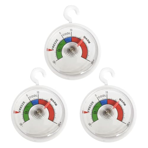 Doppelpack Kühlschrankthermometer Zifferblatt Kühlschrank Thermometer, 3 Stück Analoges Kühlthermometer, klein, handlich, Analoges Thermometer zum Aufhängen im Kühlschrank von VQEOEOT