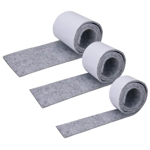 Filzgleiter Selbstklebend, 3 Rollen Filzgleiter Schwarz Filz, 100 cm * 10 cm + 100 cm * 5 cm + 100 cm * 2 cm, beliebige Form zuschneidbar, Filzunterlage für Stühle, Bodenschutz von VQEOEOT