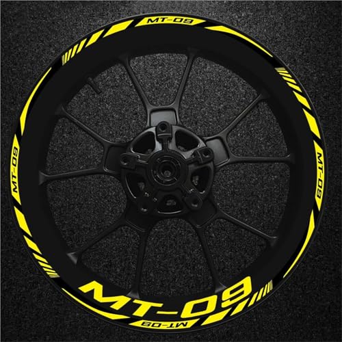 VQLDPX Motorrad-Felgenaufkleber Reflektierende Motorradfelgenaufkleber Für Yamaha MT-09 MT09 MT 09 Radnabenaufkleber Radaufkleber Felgenrandaufkleber(Gelb) von VQLDPX