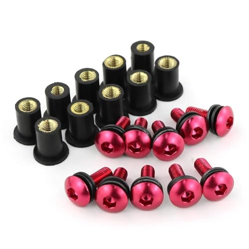 VQLDPX Motorrad-Karosserieschrauben 10 Stück M5*16 Motorrad-Windschutzscheibenschrauben-Set Für Yamaha FZ1 FZ6 FZ-1 FZ-6 FZ 1 6 Verkleidungssatz Motorradschrauben-Set(Rot) von VQLDPX