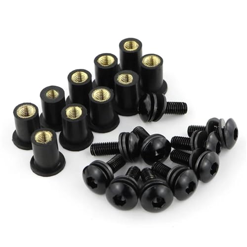 VQLDPX Motorrad-Karosserieschrauben 10 Stück M5*16 Motorrad-Windschutzscheibenschrauben-Set Für Yamaha FZ1 FZ6 FZ-1 FZ-6 FZ 1 6 Verkleidungssatz Motorradschrauben-Set(Schwarz) von VQLDPX