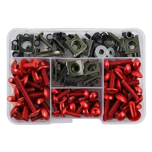VQLDPX Motorrad Schrauben Set Motorrad Verkleidungsbefestigung Clips Bolzen Für Yamaha TENERE 700 FZ6 Xmax Motorrad Windschutzscheibe Schrauben Muttern Kits Windschutzscheibenbolzen(Rot) von VQLDPX