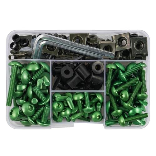 VQLDPX Motorrad Schrauben Set Motorradverkleidung Clips Für Yamaha TDM 850 900 SRV250 SRX 400 600 TDR250 Windschutzscheibe Schrauben Mutter Bolzen Kits Windschutzscheibenbolzen(Grün) von VQLDPX