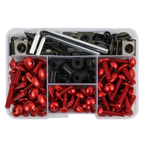 VQLDPX Motorrad Schrauben Set Motorradverkleidung Clips Für Yamaha TDM 850 900 SRV250 SRX 400 600 TDR250 Windschutzscheibe Schrauben Mutter Bolzen Kits Windschutzscheibenbolzen(Rot) von VQLDPX