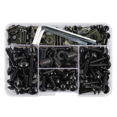 VQLDPX Motorrad Schrauben Set Motorradverkleidung Clips Für Yamaha TDM 850 900 SRV250 SRX 400 600 TDR250 Windschutzscheibe Schrauben Mutter Bolzen Kits Windschutzscheibenbolzen(Schwarz) von VQLDPX