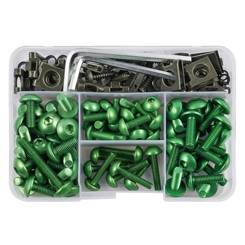 VQLDPX Motorrad Schrauben Set Verkleidungsschrauben-Set Für Suzuki GSXR600 GSXR750 GSXR1000 GSXR1100, Schrauben, Muttern Und Windschutzscheiben-Set Windschutzscheibenbolzen(Grün) von VQLDPX