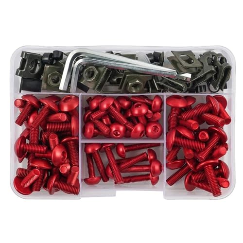 VQLDPX Motorrad Schrauben Set Verkleidungsschrauben-Set Für Suzuki GSXR600 GSXR750 GSXR1000 GSXR1100, Schrauben, Muttern Und Windschutzscheiben-Set Windschutzscheibenbolzen(Rot) von VQLDPX