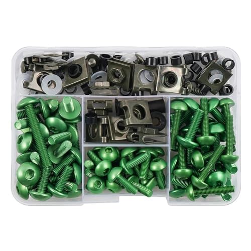 VQLDPX Motorrad Schrauben Set Verkleidungsschrauben- Und Muttern-Set Für B&MW F900R F800GS S1000R S 1000XR GS 1200, Windschutzscheiben-Befestigungsclips Windschutzscheibenbolzen(Grün) von VQLDPX