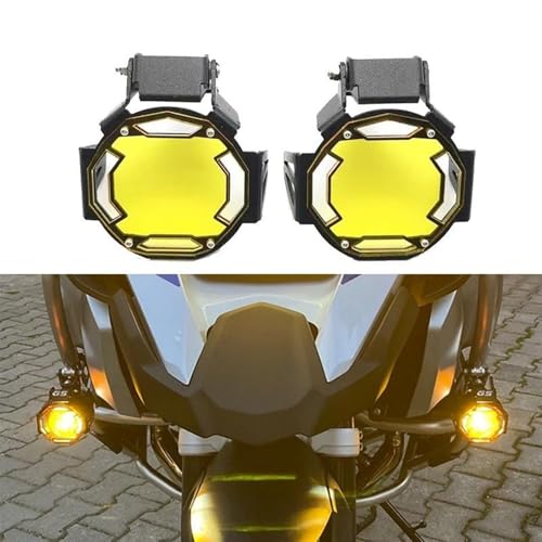 VQLDPX Verbessertes Umklappbarer Nebelscheinwerfer-Schutz Für Motorräder, Lampenabdeckung, Schild Für BMW R 1250 GS R1250GS Adventure R1200GS LC R1200 GS ADV 2014-2023 Teil(Yellow) von VQLDPX