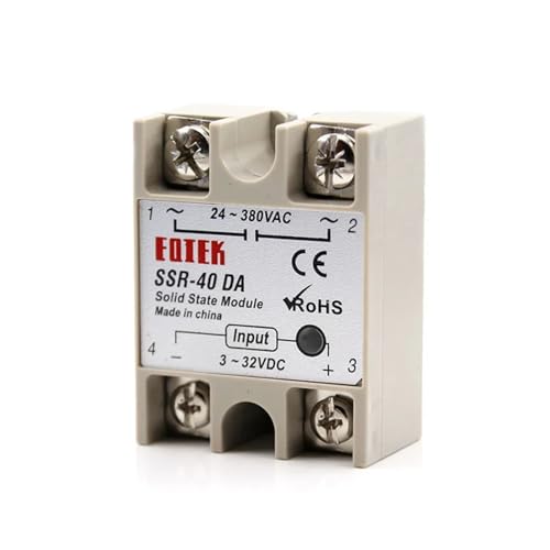 VQRINWIEL Single Phase Solid State Relay SSR 10-40DA DC Control AC 3-32V Inpu 24-380V 10-40AA Output AC Control AC Relay Base(Size:40DA) von VQRINWIEL