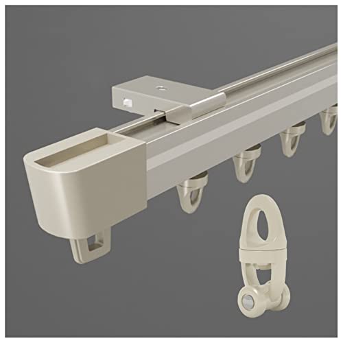 100–600cm Gardinenschiene Decken- Oder Wandmontage Aluminium-Gardinenschienensystem Mit Rollo Für Fenster, Sichtschutz, Wohnzimmer, Schlafzimmer(Champagne-Ceiling,250cm) von VQWQV