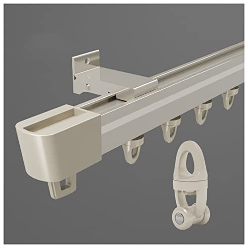 100–600cm Gardinenschiene Decken- Oder Wandmontage Aluminium-Gardinenschienensystem Mit Rollo Für Fenster, Sichtschutz, Wohnzimmer, Schlafzimmer(Champagne-Wall,220cm) von VQWQV
