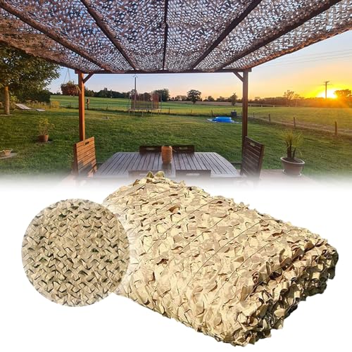 Beiges Tarnnetz, Sonnenschutz Schattentuch, Outdoor Camping Schattennetz, Leichte Militärische Jagd Tarnung Netz, Atmungsaktiver UV-Schutz, Multi-Größe (Size : 4x4m/13.1x13.1ft) von VQWQV