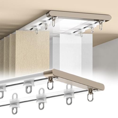 Doppelte Vorhangschiene Für Die Decke – 70–600 Cm –Ultradünne Raumteiler Aus Aluminium 2-läufige – Größe Individuell Anpassbar(Weiß,135cm/4.4′) von VQWQV
