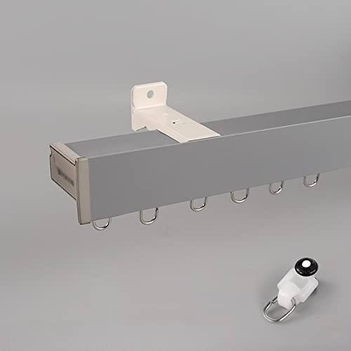 Einzelne Vorhangschiene, Verdunkelungs-Stummen Decken- Oder Wandmontage Gardinenstangen-Schienensystem Für Raumteiler, 70-300cm(Gray-B-Wall,230cm) von VQWQV