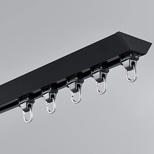 Ultra Dünn Gardinenschienen-Set Deckengardinenstange Raumteiler Wandteiler Vorhangschiene Für Duschkabinenfenster Wohnmobil Vorhangschienensystem - Weiß/Schwarz(Schwarz,100cm/3.3ft) von VQWQV