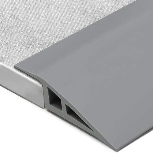 VQWQV Selbstklebende Bodenübergangsstreifen wasserdichte PVC Für Türschwellen Mit Einer Höhe Von Weniger Als 2 cm Gummi-Verbindungskantenverkleidung(Gray,5 * 1.3cm) von VQWQV