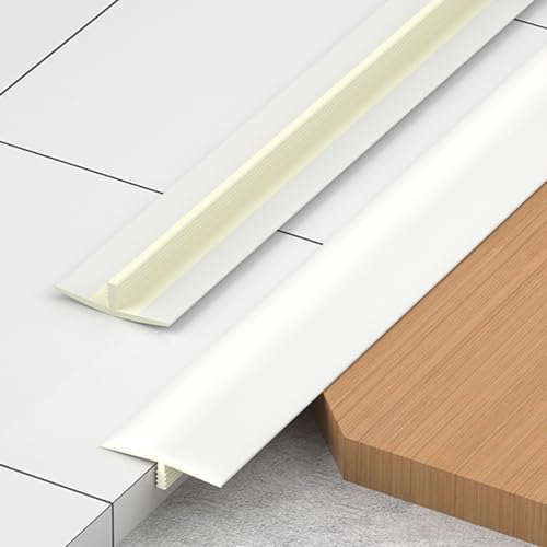 VQWQV T-Form-Bodenübergangsleiste PVC Kantenleiste Mit Holzmaserung Wasserdicht Zum Verbinden Von Bodenlücken Und Türübergängen(Weiß,90 * 2.5 * 0.6cm) von VQWQV