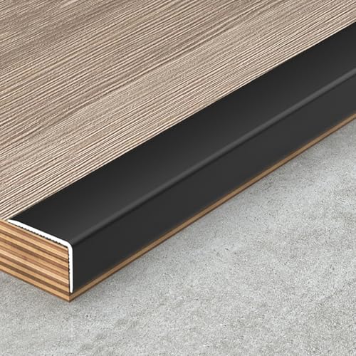 VQWQV Vielseitige Türschwellenleisten-Aluminium L Übergangsleiste Boden Für Holz Und Vinylböden, Flache Nahtabdeckung Zwischen Gleicher Höhe (3pcs X90cm)(Schwarz,W6cm) von VQWQV