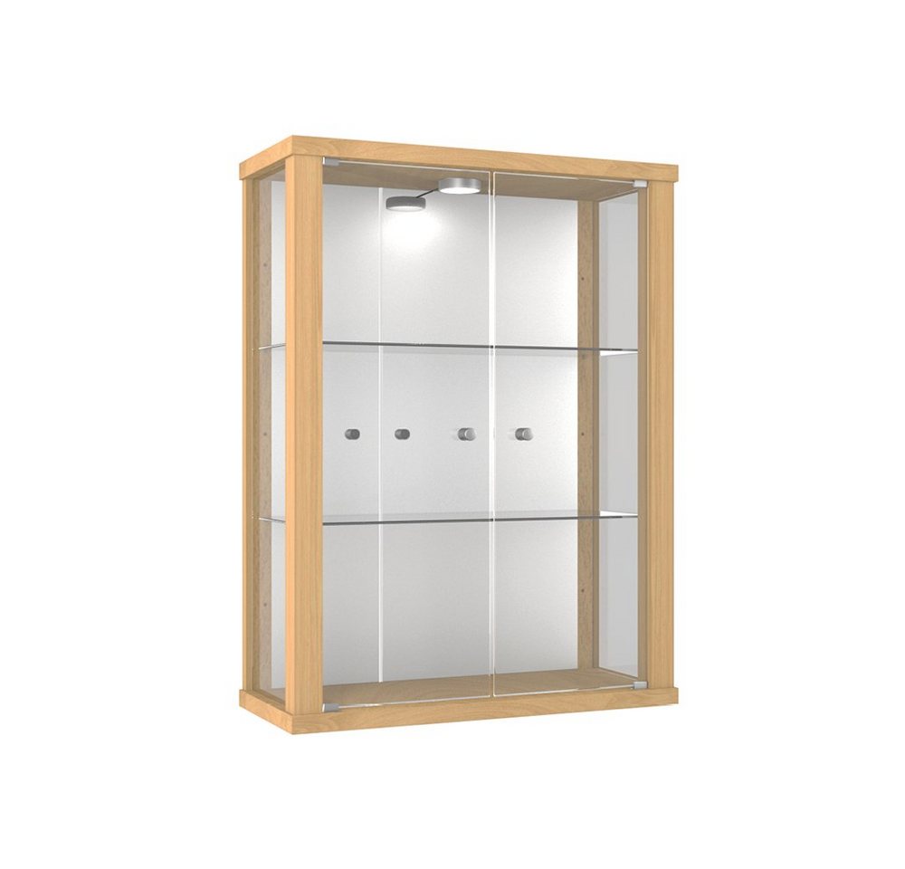 VR-Wohnideen Hängevitrine C1013 (Glasvitrine (80x60x20 cm) mit 2 Glastüren) LED, Spiegel, perfekt für Sammler, Sammlervitrine, Vitrinenschrank von VR-Wohnideen