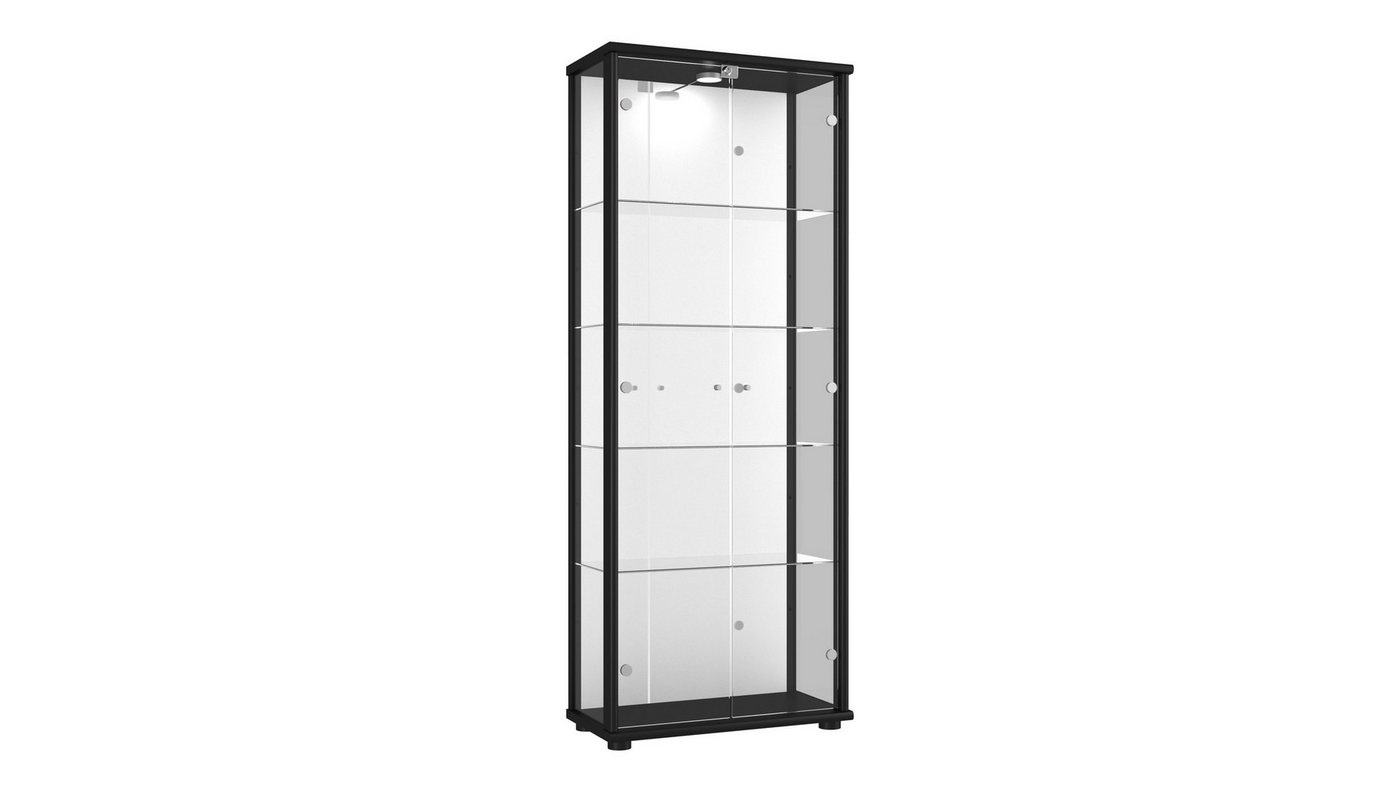 VR-Wohnideen Standvitrine C1084 (Glasvitrine (176x67x33 cm) mit 2 Glastüren) LED, Schloss, Spiegel, perfekt für Sammler, Sammlervitrine, Glasschrank von VR-Wohnideen