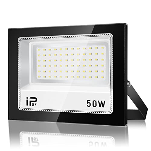 VRFMALIY LED Strahler Außen 50W, IP67 Wasserdicht Superhell LED Fluter, 5000LM Außenstrahler Led Scheiwerfer,7000K Kaltweiß Flutlicht Led Außen Aussenstrahler für Auffahrt,Hinterhof,Garten,Werkstatt von VRFMALIY