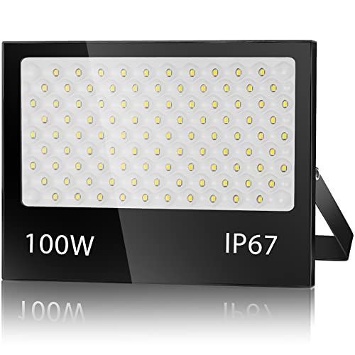 VRFMALIY 100W LED Strahler Außen, 10000LM 7000K Led Flutlicht Außenleuchte Superhell LED Fluter Außenstrahler, IP67 Wasserfest LED Scheinwerfer Aussenstrahler für Garage, Hof, Lager, Garten von VRFMALIY