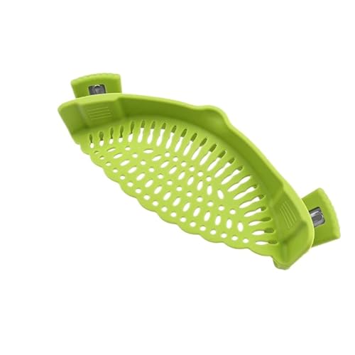 VRHZSKCN 1 verstellbares Silikon-Clip-On-Sieb for Töpfe, Pfannen und Schüsseln – Handabtropfgestell for Nudeln, Pasta(Green-1Pcs) von VRHZSKCN