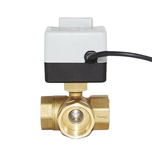 VRHZSKCN Brass Motorized Ball Valve 3-Wire Two Control Electric Actuator AC220V 3 Ways /2 Way DN15 DN20 DN25 DN32 DN40(DN32,3 Way) von VRHZSKCN